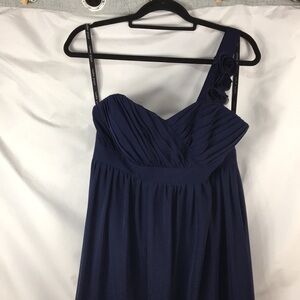 Alfred Angelo Dark Blue Floor Length On Shoulder Gown Size 8 EXCELLENT Used